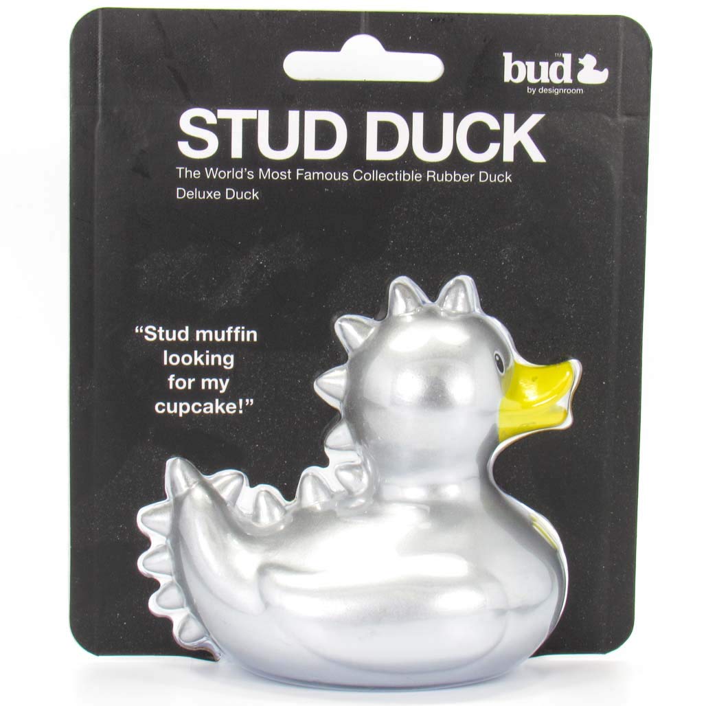 Stud Rubber Duck Bath Toy by Bud Duck | Elegant Gift Packaging -"Stud muffin looking for my cupcake!" | Child Safe | Collectable