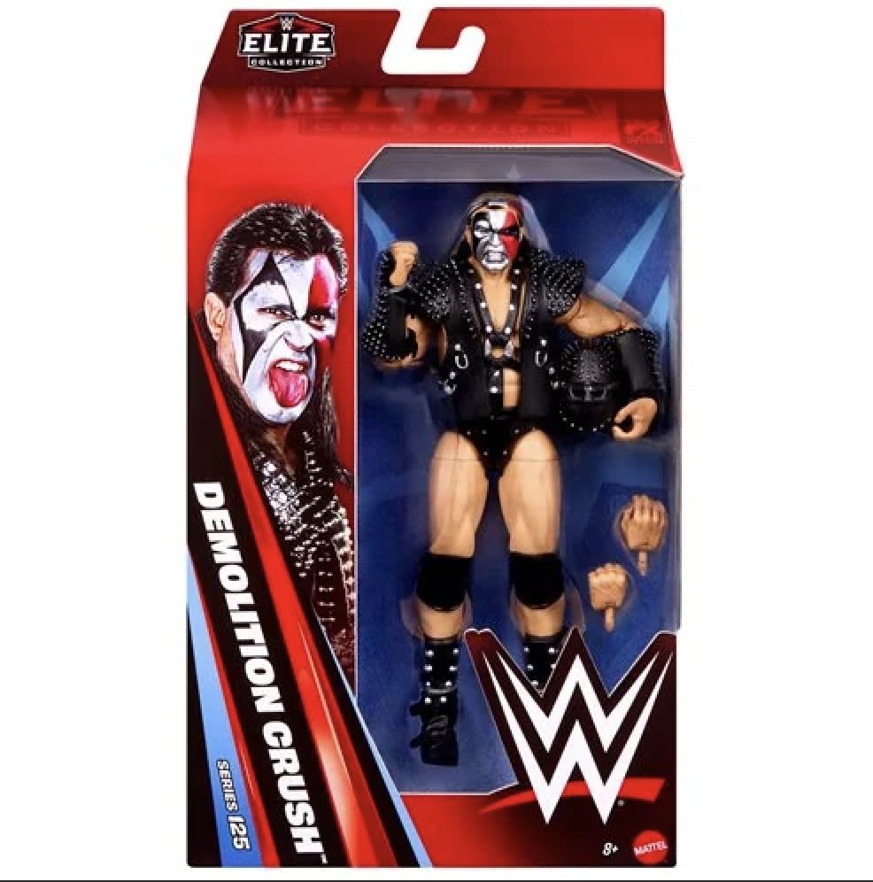 Mattel WWE Elite Action Figure & Accessories, Series #125 Set, 6-inch Collectible Demolition Crush with 25 Articulation Points & Swappable Hands