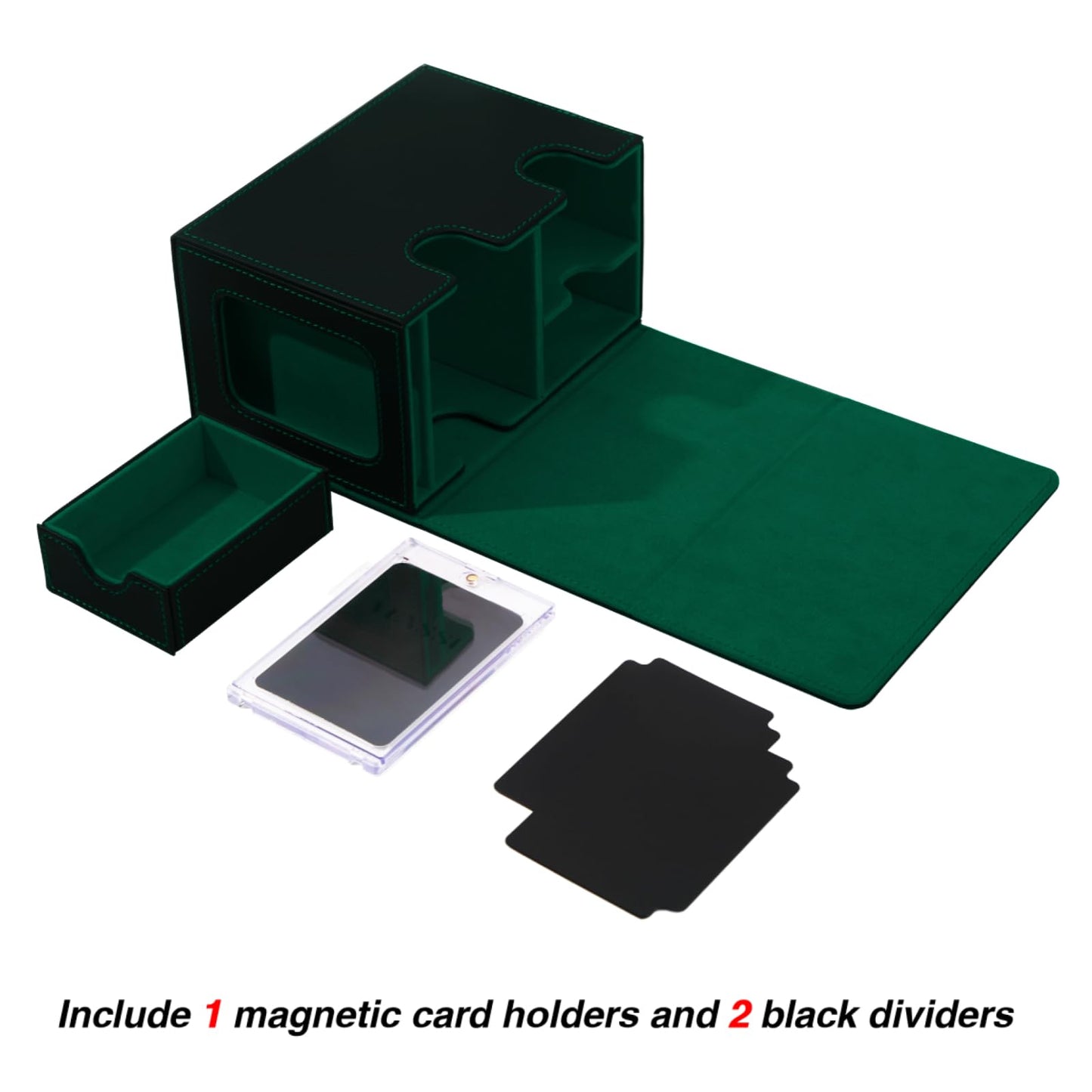 Venssu MTG Deck Box for Commander Display with dice tray,Card Deck Box Fits 160 Double Sleeved /200 Single Sleeved trading Cards, Deck Box TCG with 2
