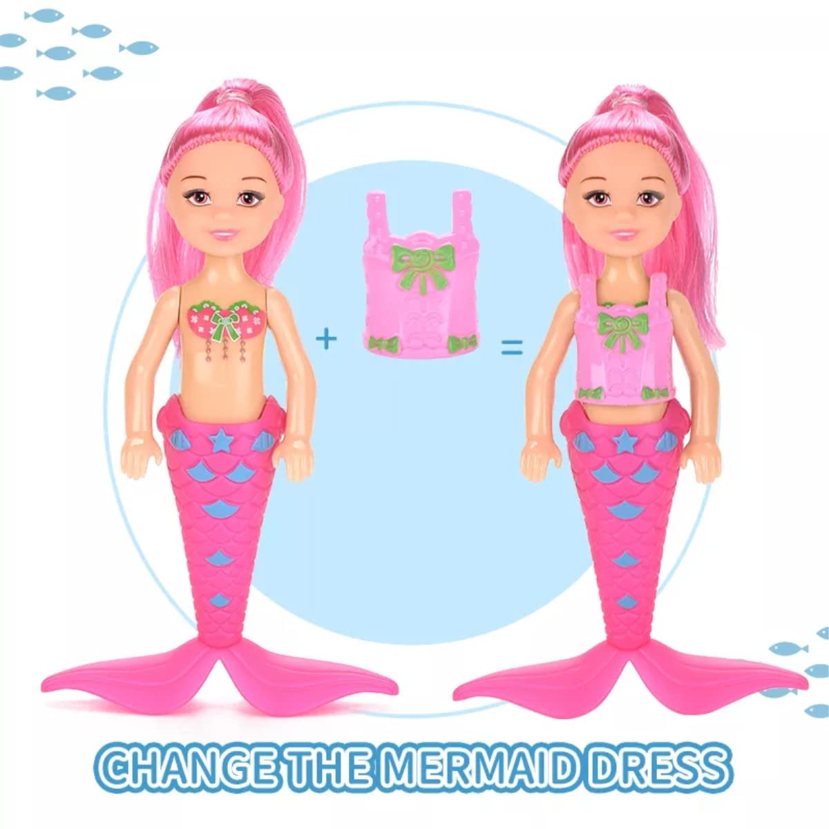 Liberty Imports 12 Pack Mermaid Dolls Pretend Playset - 6" Mini Figures Toy Bundle Set with Removable Accessories - Ideal for Kids, Girls, Party