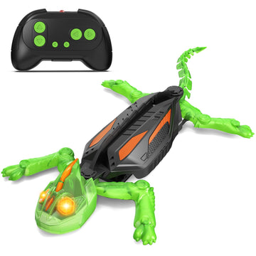 RC Wall Climbing Gecko with Glow-in-The-Dark, Remote Control Gecko Toy for Kids, Floor & Wall Crawling, Glowing Eyes, 360° Rotating, Upgrade Low