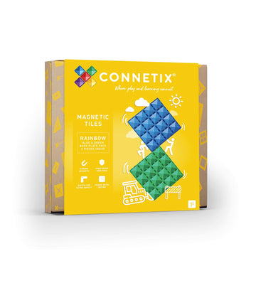 CONNETIX Magnetic Tiles Rainbow Blue & Green Base Plate Pack, 2 Pieces