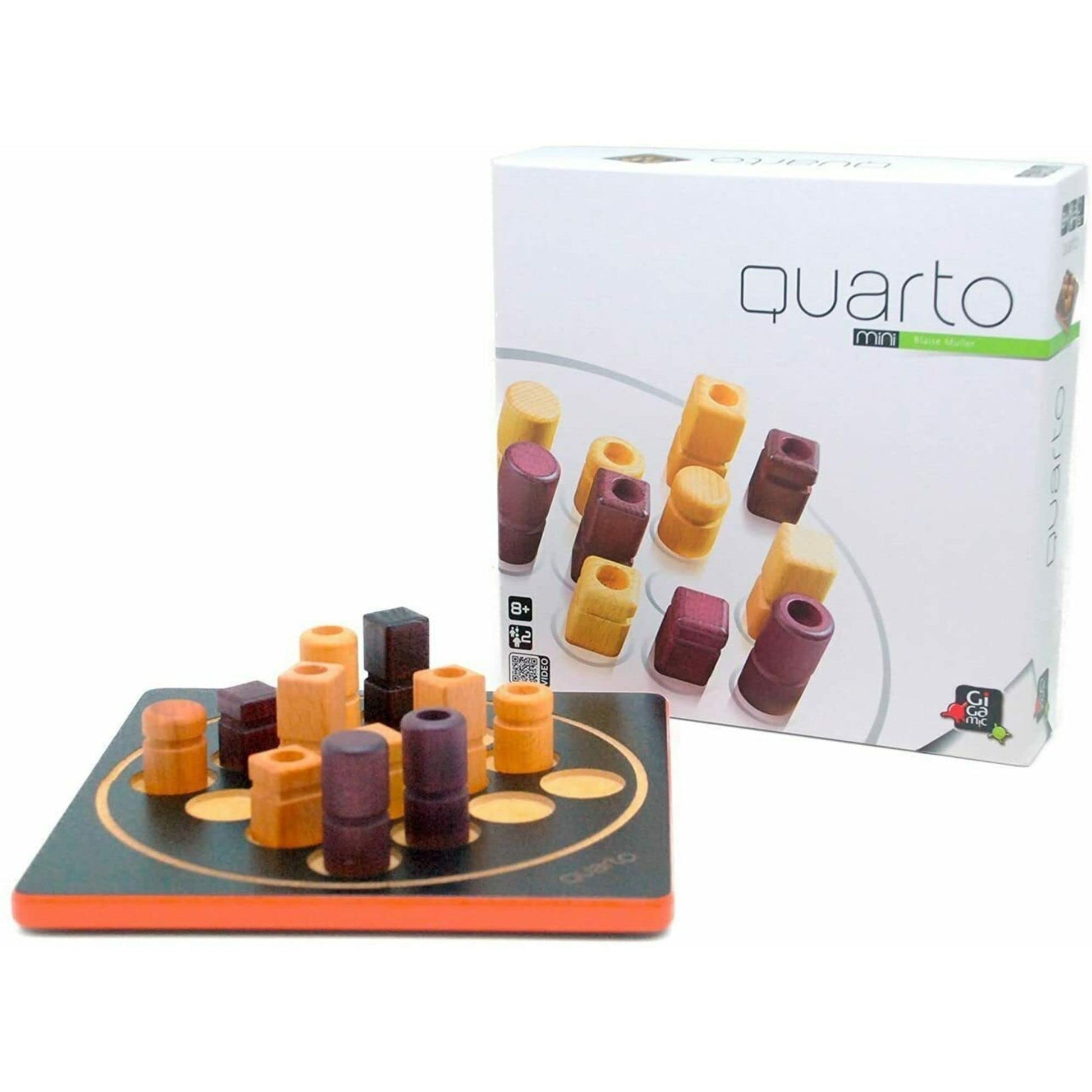 Quarto Mini | Mensa Select Winner | Travel-Friendly Version of The, Wooden Abstract Strategy Game for Kids & Adults | Family Game Night Favorite |