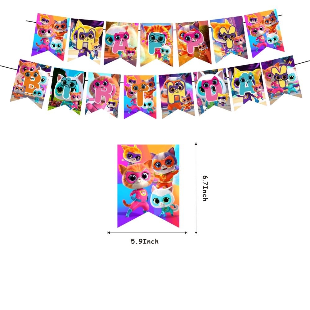 Super Cats Birthday Decorations, Super Cats Party Supplies Include Happy Birthday Banner, Cake Topper and Cupcake Toppers, Balloons for Kids Party