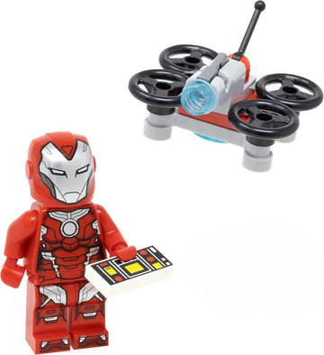 LEGO Marvel Super Heroes: Avengers: Iron Rescue Minifigure (Pepper Potts) in Red Armor with Drone