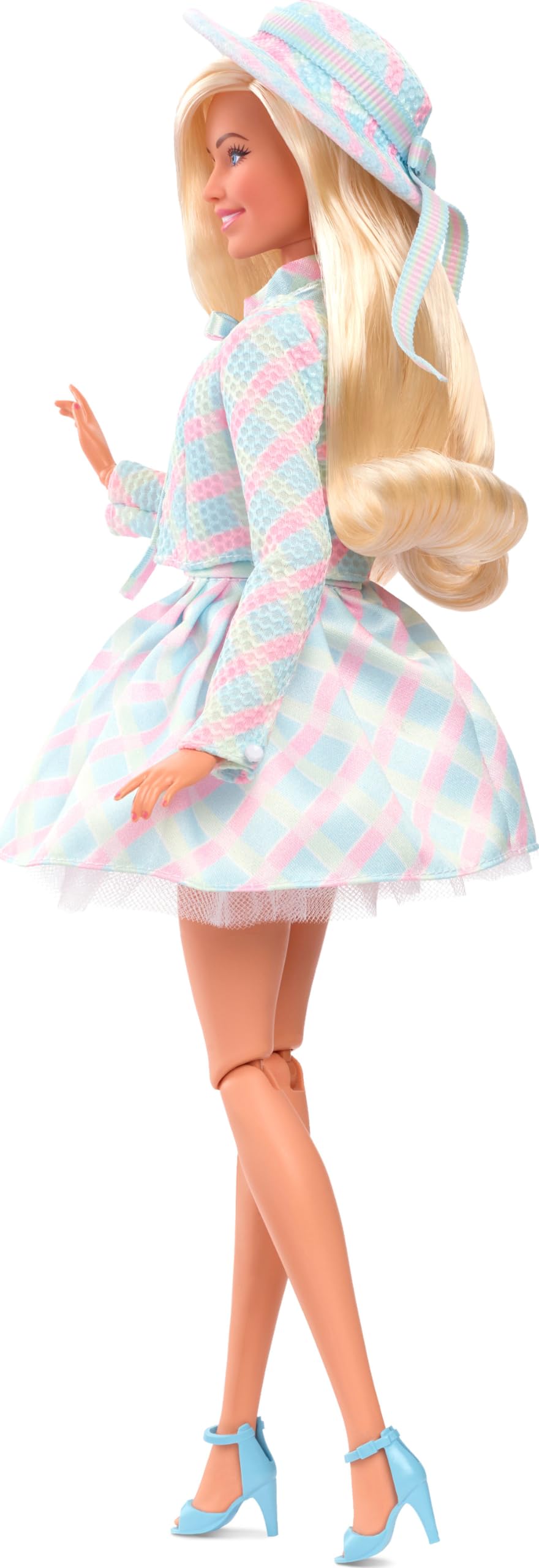Barbie The Movie Doll, Margot Robbie as, Collectible Doll Wearing Blue Plaid Matching Set with Matching Hat & Jacket