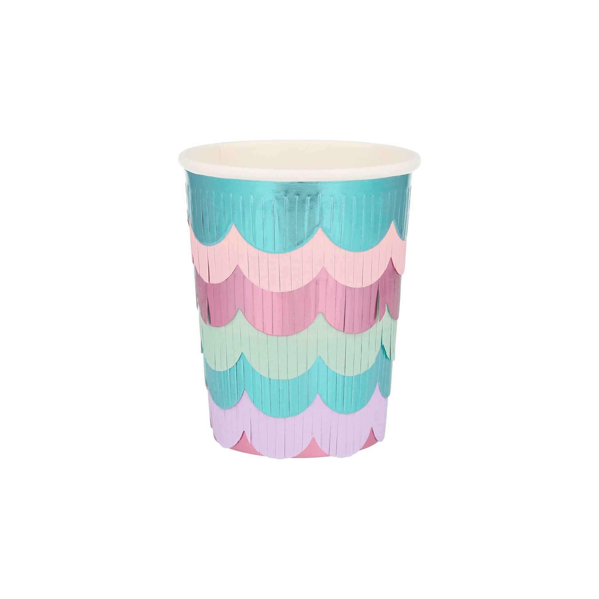 Meri Meri Party Cups with Fringe (Pack of 8), Cute Disposable Cups, Sized for Kids & Adults, Ideal for Hot or Cold Party Drinks, 9oz Capacity, Paper