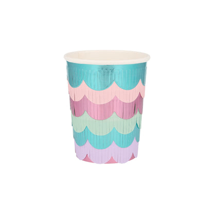 Meri Meri Party Cups with Fringe (Pack of 8), Cute Disposable Cups, Sized for Kids & Adults, Ideal for Hot or Cold Party Drinks, 9oz Capacity, Paper