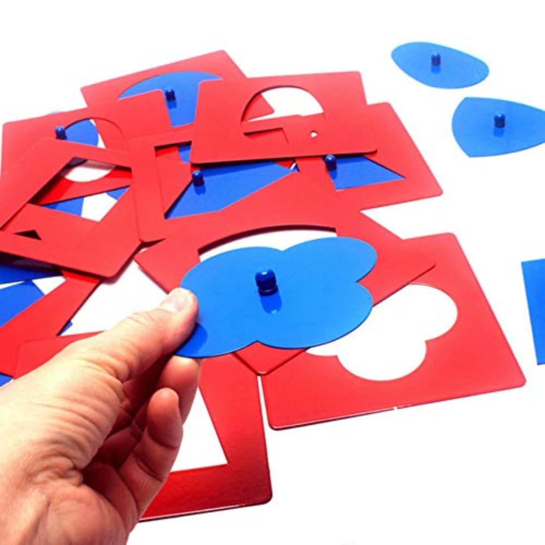 Gudong Montessori Professional Quality Metal Insets Set/10 Baby Early Childhood Education Preschool Geometrical Shapes Learning Toys Blue