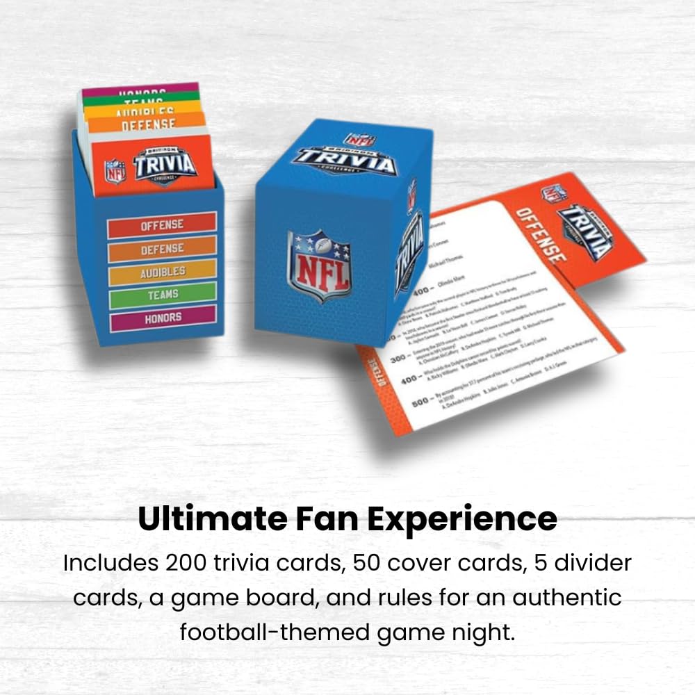 Masterpieces NFL Gridiron Trivia Challenge Board Edition, Officially Licensed Football Sports Trivia Play Set, 1000 Questions, Family Night Activity