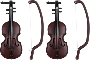 2Pcs Miniature Violin, Tiny Violin Mini Musical Instrument, Miniature Model Dollhouse, Furniture Crafts Ornament for Dollhouse Fairy Garden Decoration