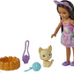 Barbie Chelsea Doll & Pet Playset with 5 Accessories, Brunette Small Doll Wearing Removable Skirt with Kitten, Pet Bed & More