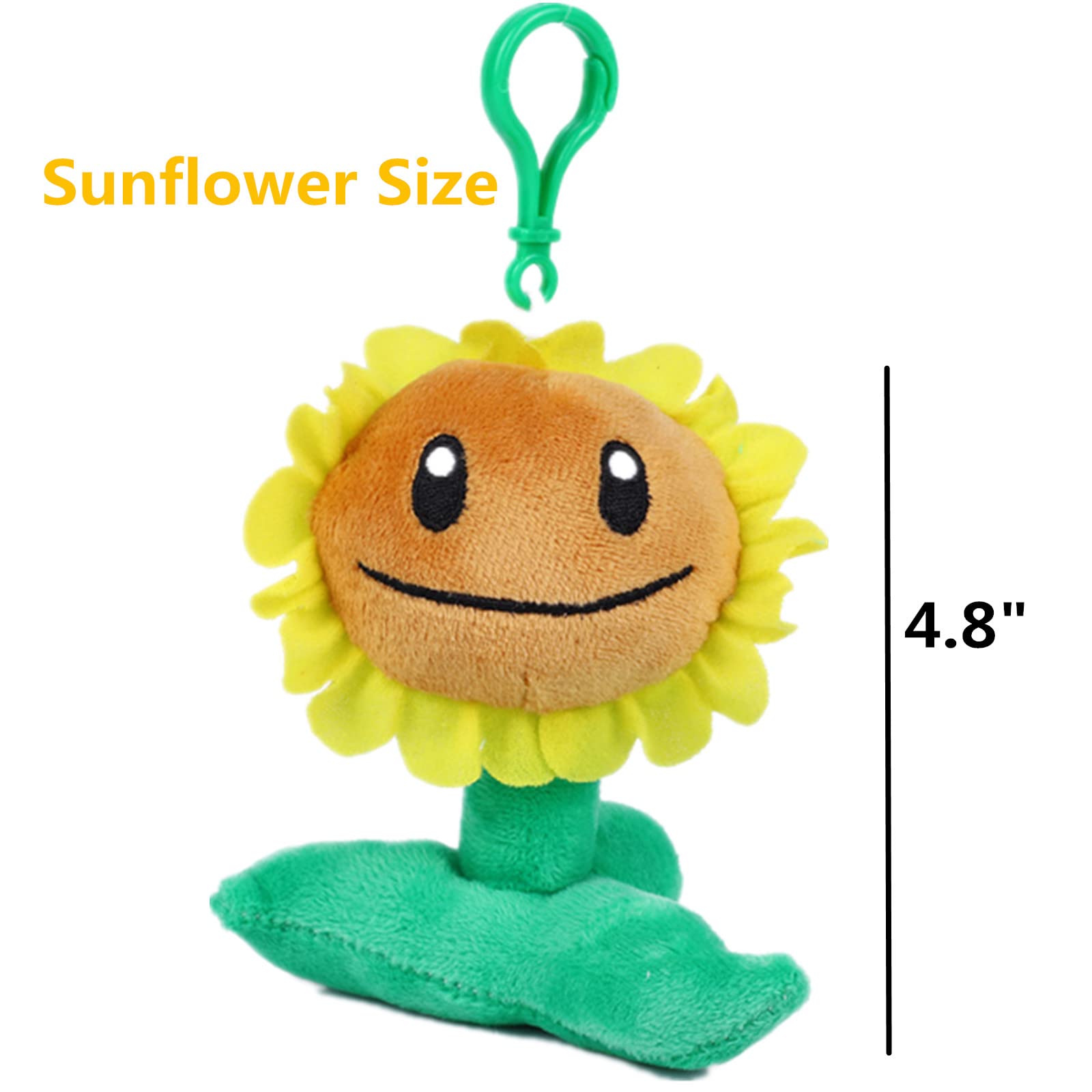 BASHERISE 3 PCS PVZ Plant Plush Zombies Keychain Sets Toys Stuffed Soft PVZ Figure Doll Sunflower, Green Pea, Red Pepper Pendant, Great Gift
