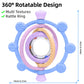 Rotatable Silicone Teether Toy for Babies Over 3 Months -BPA Free, Food Grade Infant Teething Toy with Rattle Ring, Multi Textures Colorful Teethers