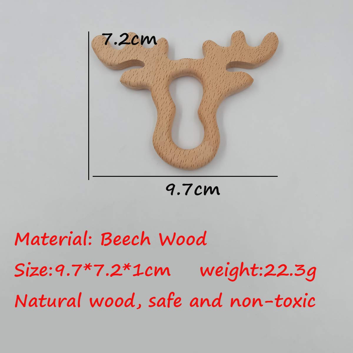 2pcs Natural Wooden Antlers Montessori Toy Pendant Pure Natural Beech Wood Animal Shape Toys for Handmade Necklace/Bracelet (Antlers 2pcs)