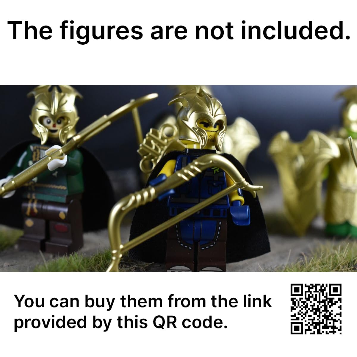 MAGMA BRICK Elf Metalic Gold and Rose Gold of Lances, Bows, Sword, Helm and Armour for Major Brand Building Block Minifigure 72 PCS
