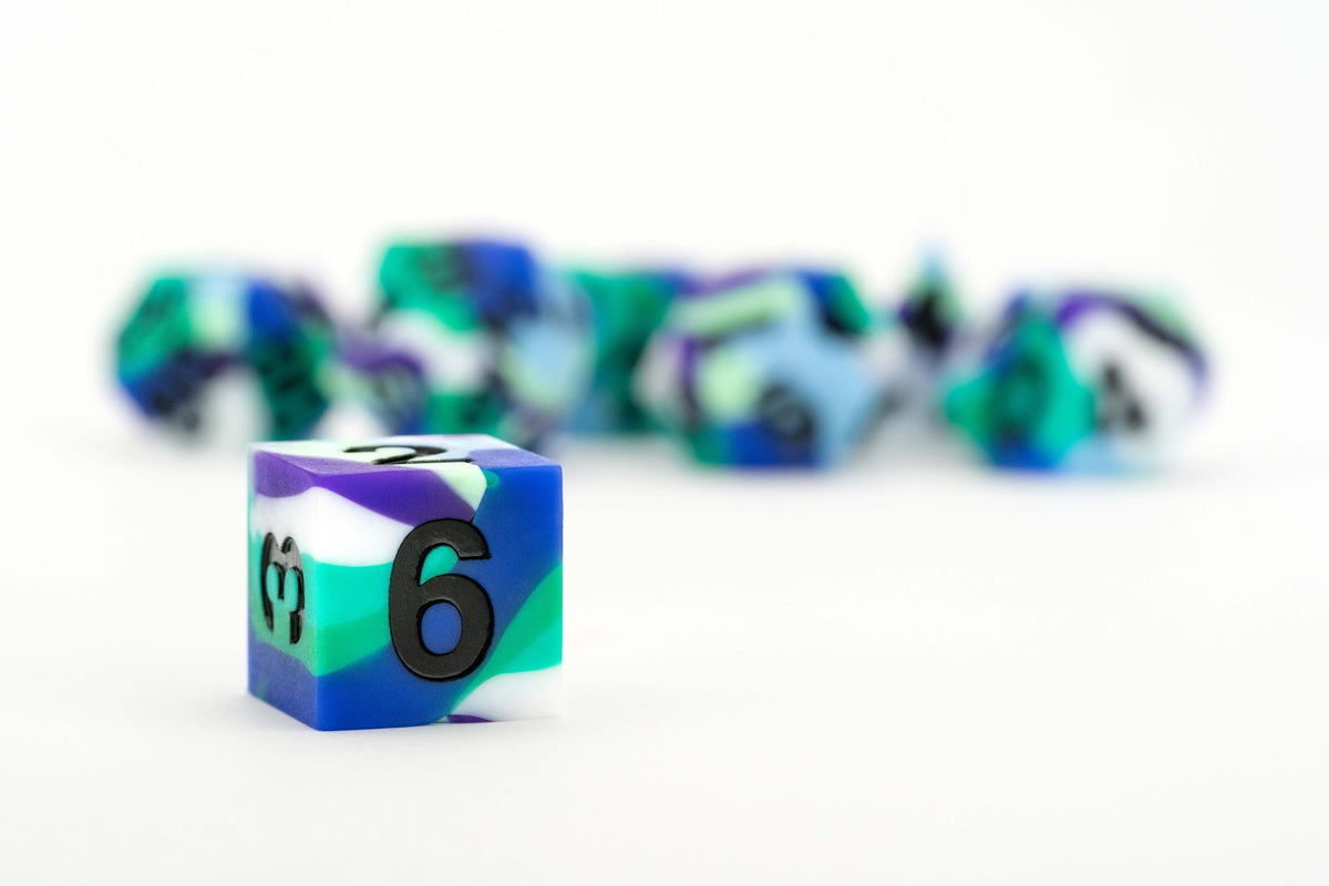 FanRoll 16mm Pride Sharp Edge Silicone Rubber Poly Dice Set: Gay Men