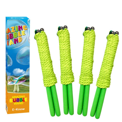 E-KNOW Bubble Wand, 4 Pack Giant Bubble Wand Outdoor Toy for Kids, Recyclable Stainless Steel, Telescopic Design Bubble Party Favors,Works Best