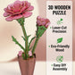 3D Wooden Flower Puzzle - DIY Carnation Craft Kit for Adults, Wooden Bloom Craft Home Decor (Carnation)