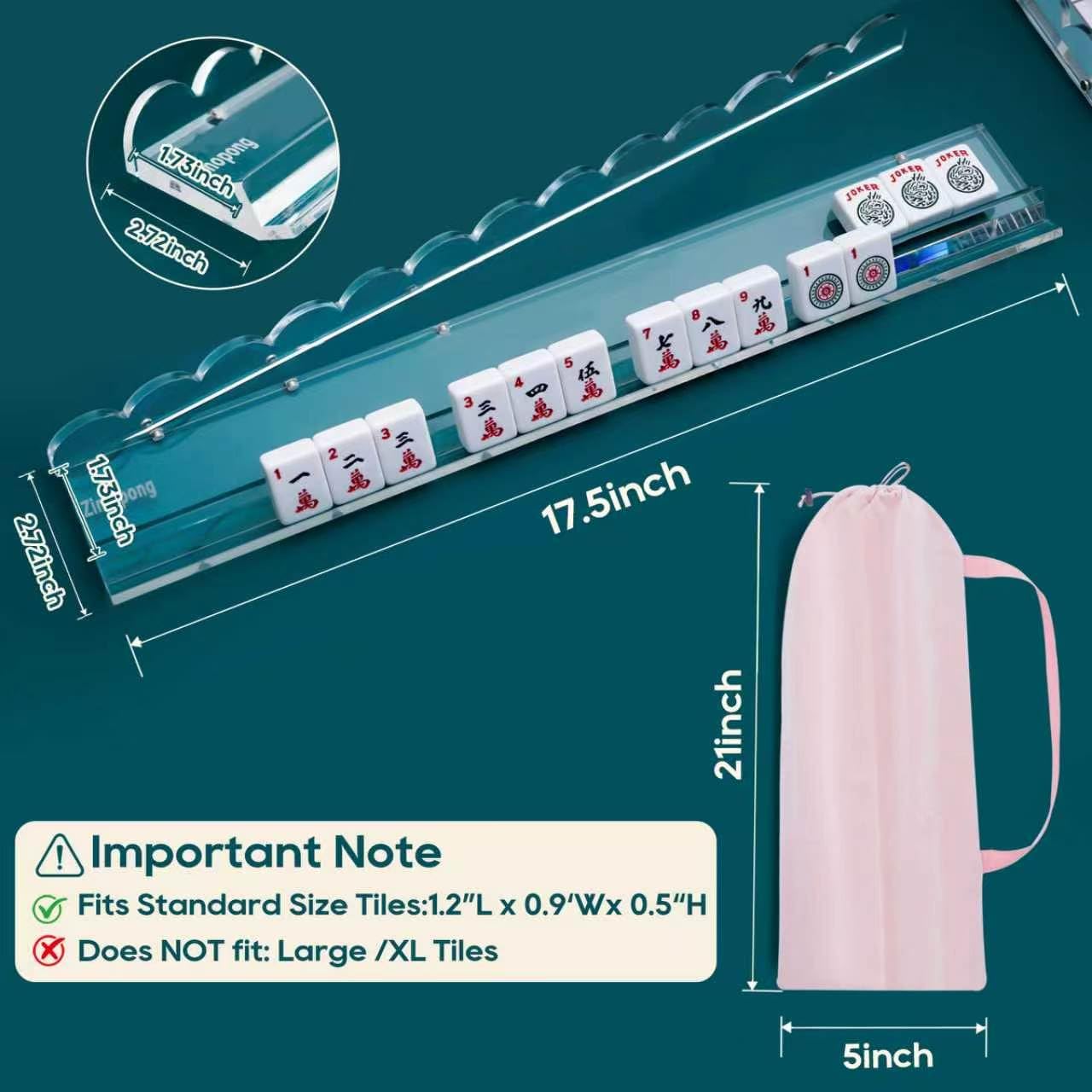 ZIMOPONG Mahjong Racks with Magnetic Pushers 17.5inch, 4 PCS, Clear Acrylic Scallop Mahjong Rack with Pushers, Ideal Gift for Mahjong Lovers, Parties