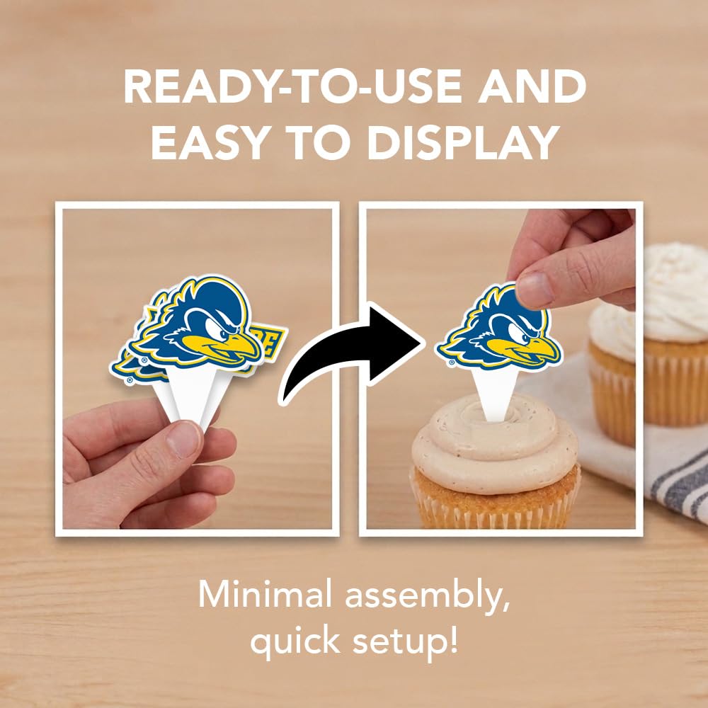 Desert Cactus University of Delaware UD Fightin Blue Hens Food Picks, Cupcake and Cake Toppers, Cake Pop Sticks - 25 Pcs Party Supplies