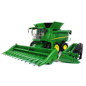 TOMY Big Farm John Deere S690 Combine - 1:16 Scale - Includes Corn and Draper Head Attachments - Farm Toys with Realistic Lights and Sounds - Ages 3