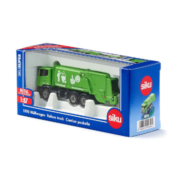 Siku 1890, Bin Lorry, 1:87, Metal/Plastic, Green, Tiltable Collecting Area, Large Accessory Waste bin