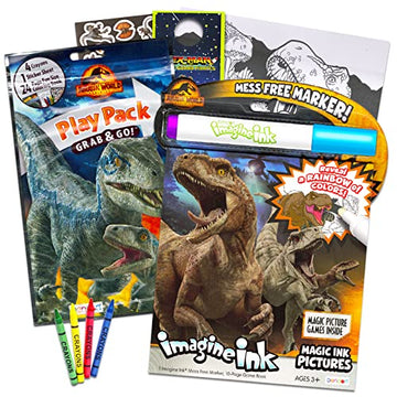 Bendon Jurassic World Coloring and Activity Books Set - Imagine Ink, 20 Pages, Stickers, Door Hanger - Gifts for Kids, Toddlers, Boys