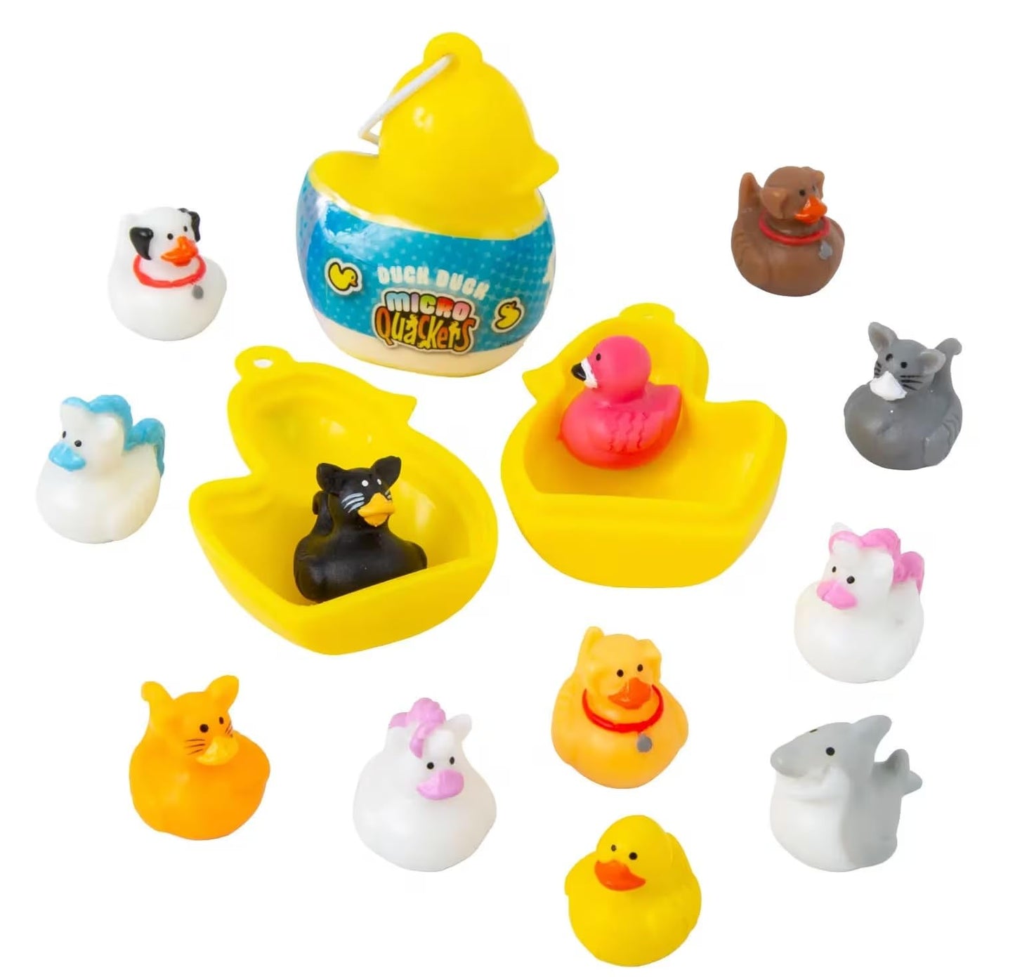 Duck Duck Micro Quackers Duck-Shaped Surprise Eggs - 12 Pack with 24 Mystery Micro Ducks - Bulk Toy Assortment for Jeep Ducking, Party Favors,