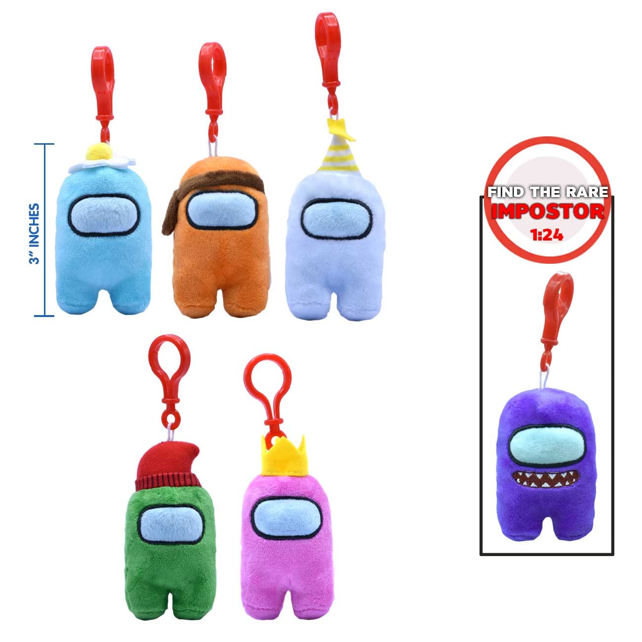 Just Toys LLC Among US 3" Plush Backpack Hangers - Series 2