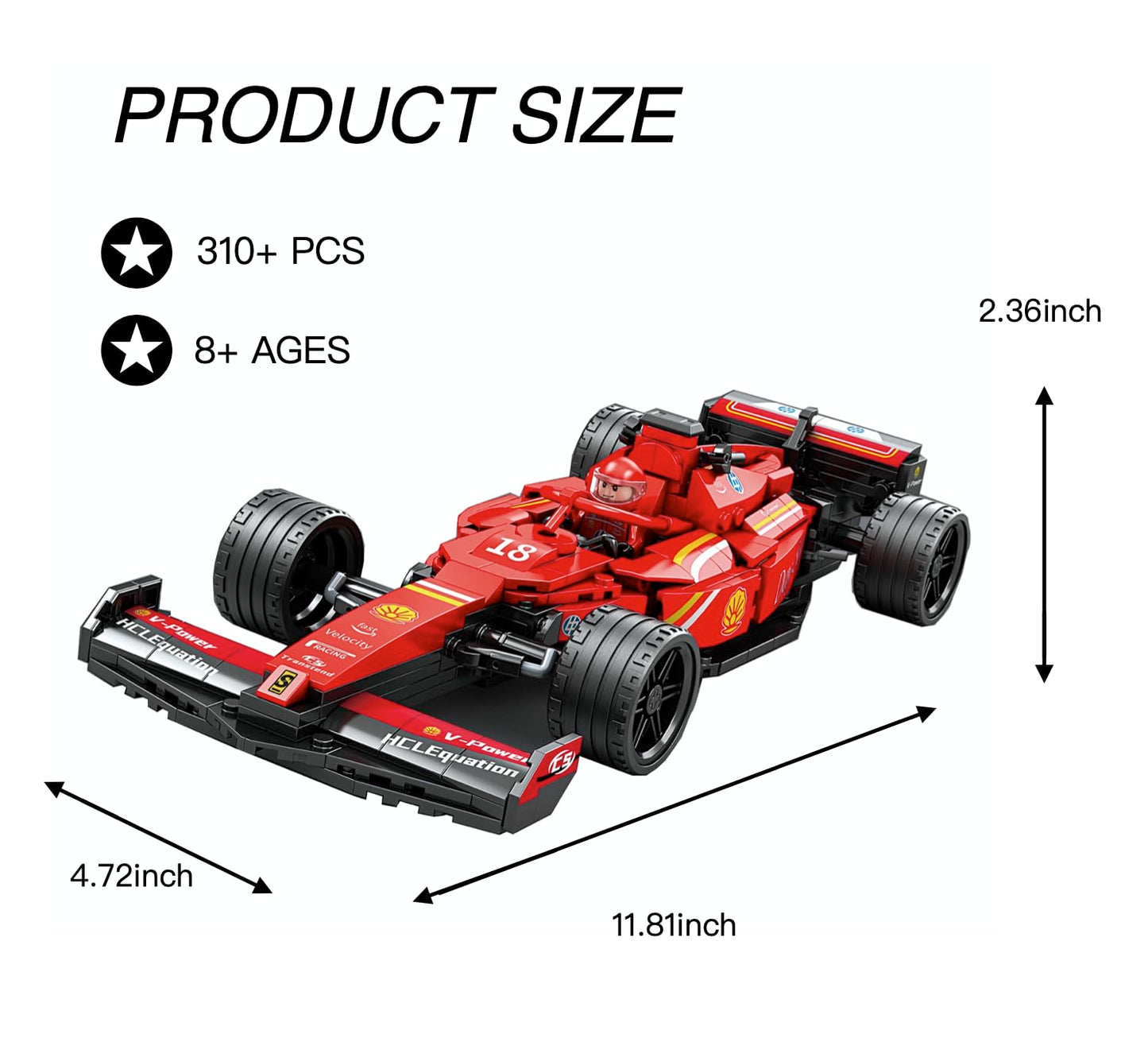 CoPlanaire 300+ PCS Race Car Toy Building Set for Kids, Boys & Girls, Adults Building Car Construction Toy Gift for Birthday, Holiday (Red)