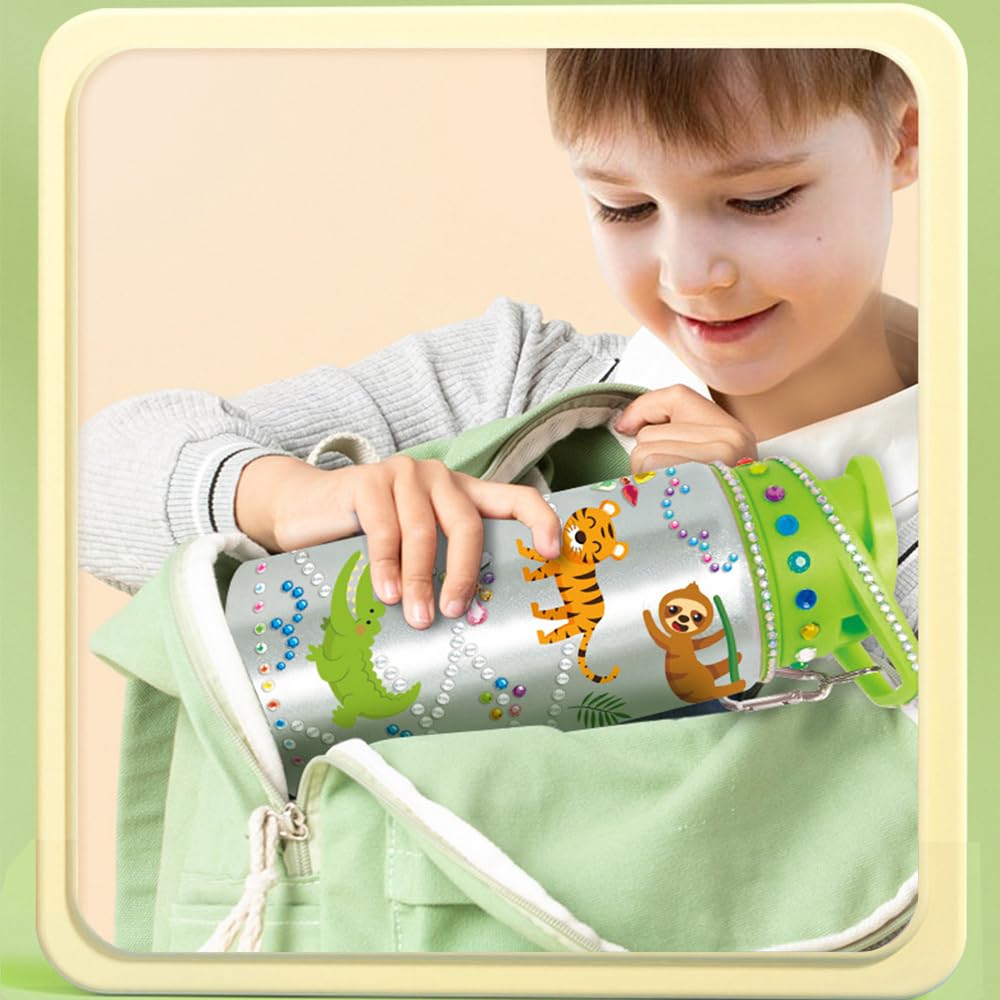 Kdemeng DIY Decorate Your Own Water Bottle for Girls with Trendy Stickers - 5 6 7 8 10 Year Old Girl Birthday Gift (Animal)