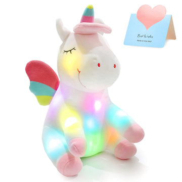 Athoinsu 12'' Light up Unicorn Stuffed Animal Soft Plush Toy with Colorful LED Night Lights Glowing Birthday Children's Day Gifts for Girls Toddler