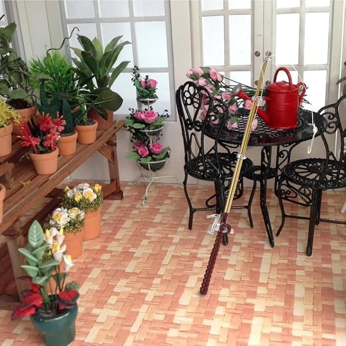 2Pcs 1/12 Miniature Fishing Pole Dollhouse Decoration Accessories, DIY Doll House Decor Kit
