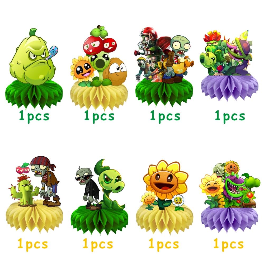 8Pcs Plants Table Centerpiece Birthday Party Supplies Double Side Table Decorations for Plants Themed Party Decorations