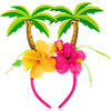 Palm Tree Head Bopper - 10.25" x 10" (Pack of 1) - Multicolor Foam with Fabric Hibiscus Flowers - Perfect for Summer Parties & Hawaiian Events