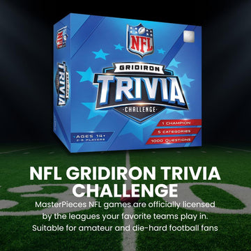Masterpieces NFL Gridiron Trivia Challenge Board Edition, Officially Licensed Football Sports Trivia Play Set, 1000 Questions, Family Night Activity