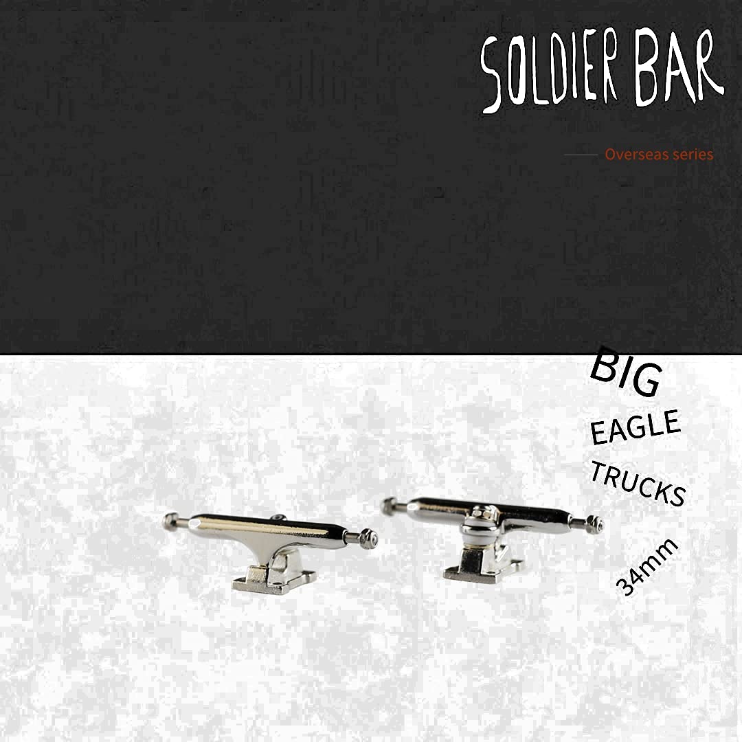 SOLDIER BAR Handmade Fingerboards Complete 8S (6-Layer Canada Maple+Ebony 35mmX98mm) (Handmade Deck+34mm Big Eagle Trucks+Handmade Ice Wheels)
