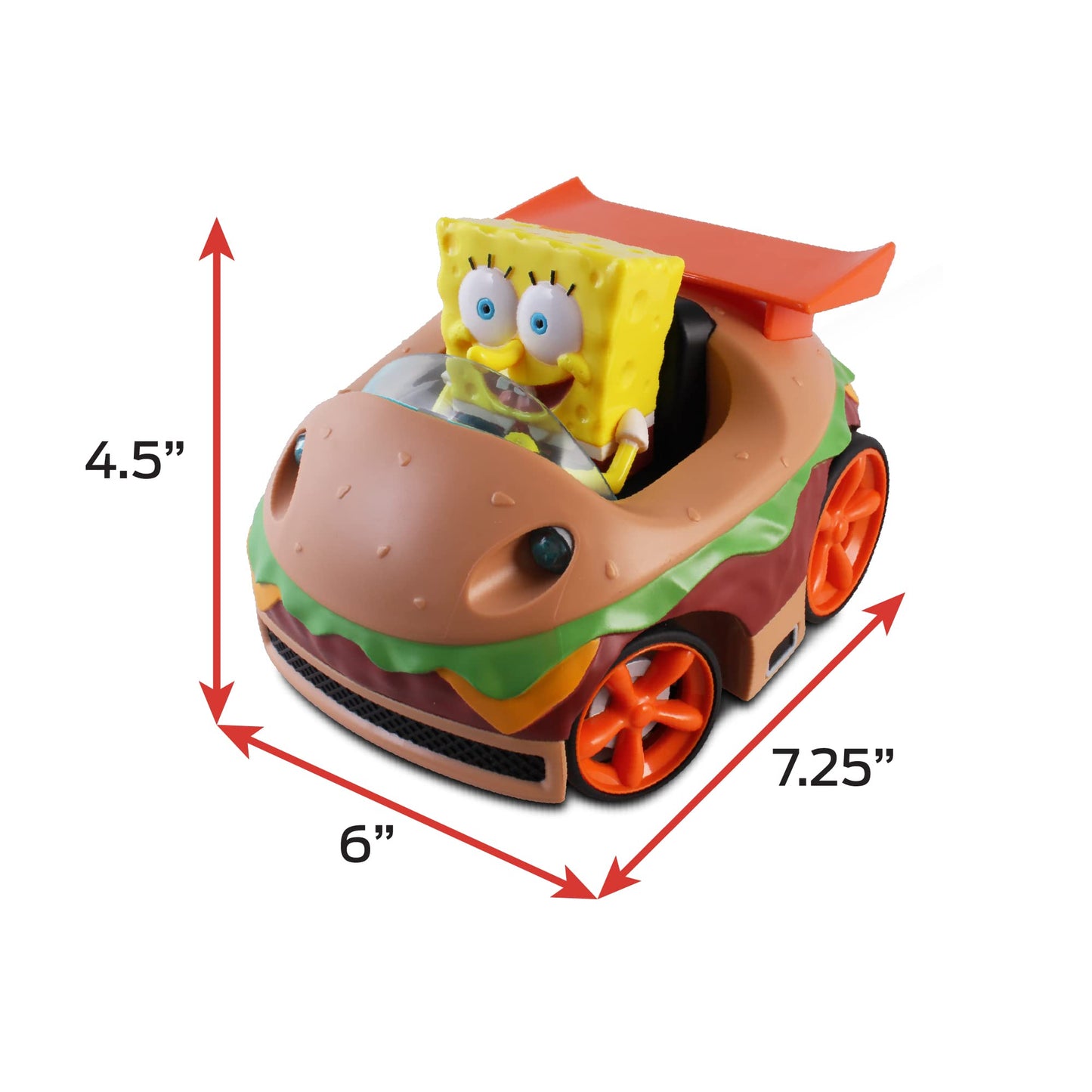 NKOK Spongebob Krabby Patty RC Car with Lights & Turbo Boost, Ages 6+