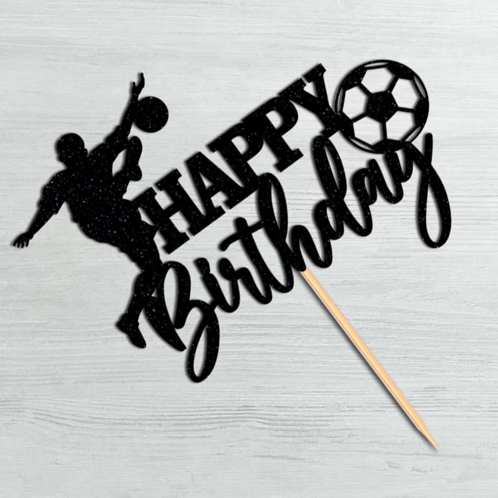 Soccer Happy Birthday Cake Topper-Happy Birthday Cake Decoration-Soccer Themed Birthday Party Cake Decoration