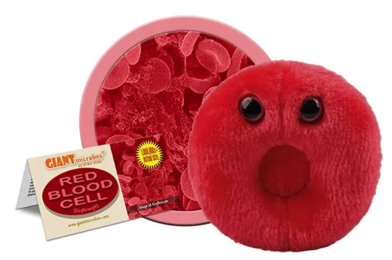 GIANTmicrobes Red Blood Cell Plush, Blood Drop Plush, Blood Bank, Gifts for Lab Techs, Hematology, Phlebotomy Gifts, Leukemia Awareness, Immunology