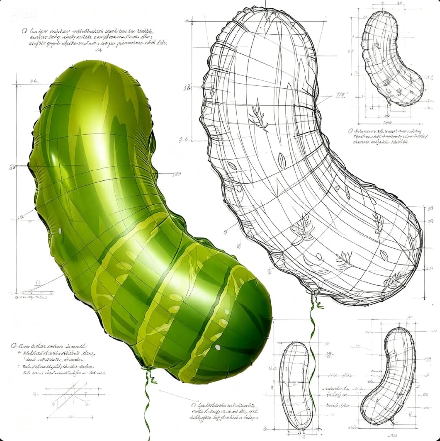 2Pcs Helium Pickle Foil Balloons Novelty Design Kind of a Big Dill Pickles Picklesburgh Sour Fruit Cucumber Funny Advertisement Positive Pickle Lover