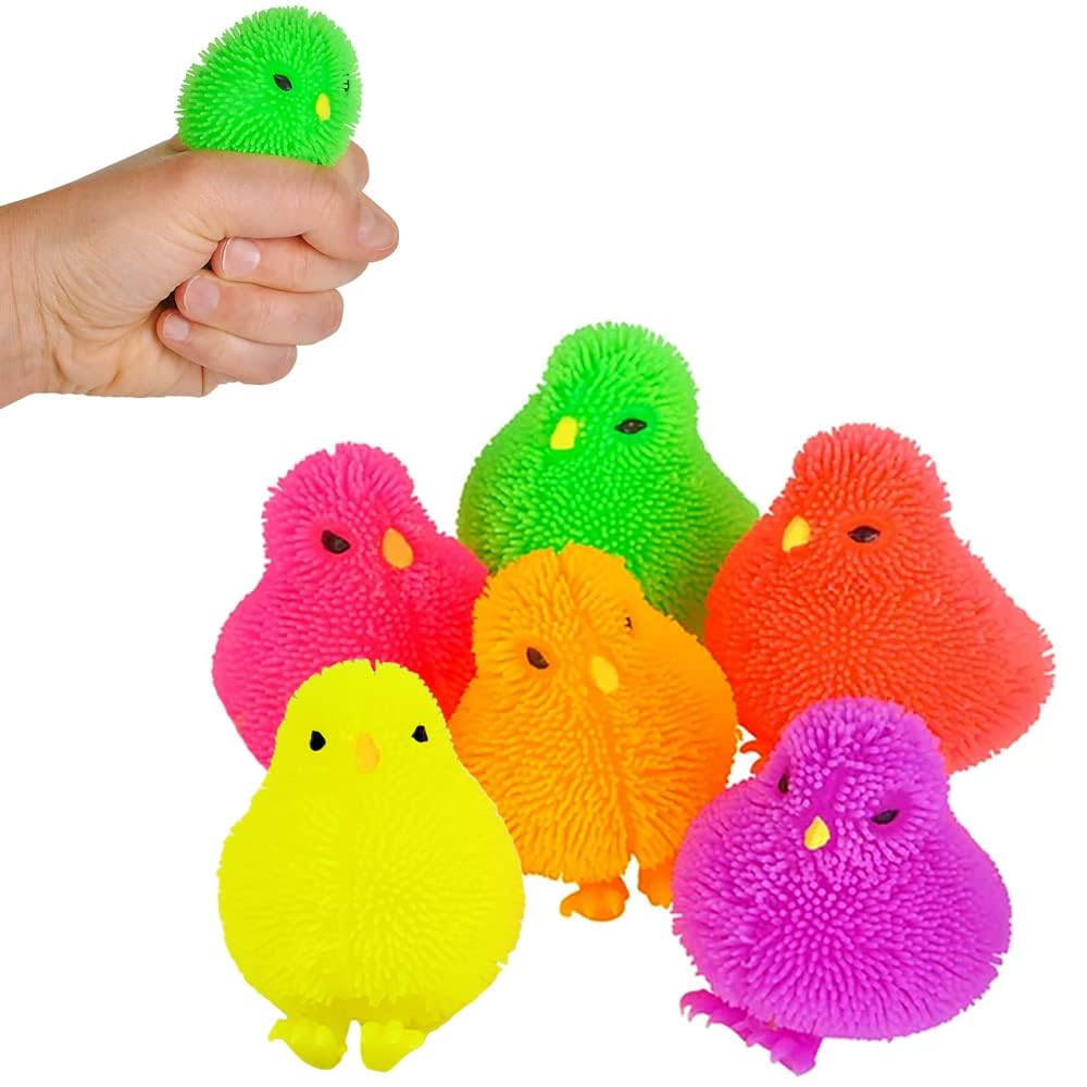 The Dreidel Company 12-Count Chicken Puffer Rubber Duck Toy Duckies for Kids, Stress Reliever Toy for Kids, Bath Ducky, Birthdays, Baby Showers