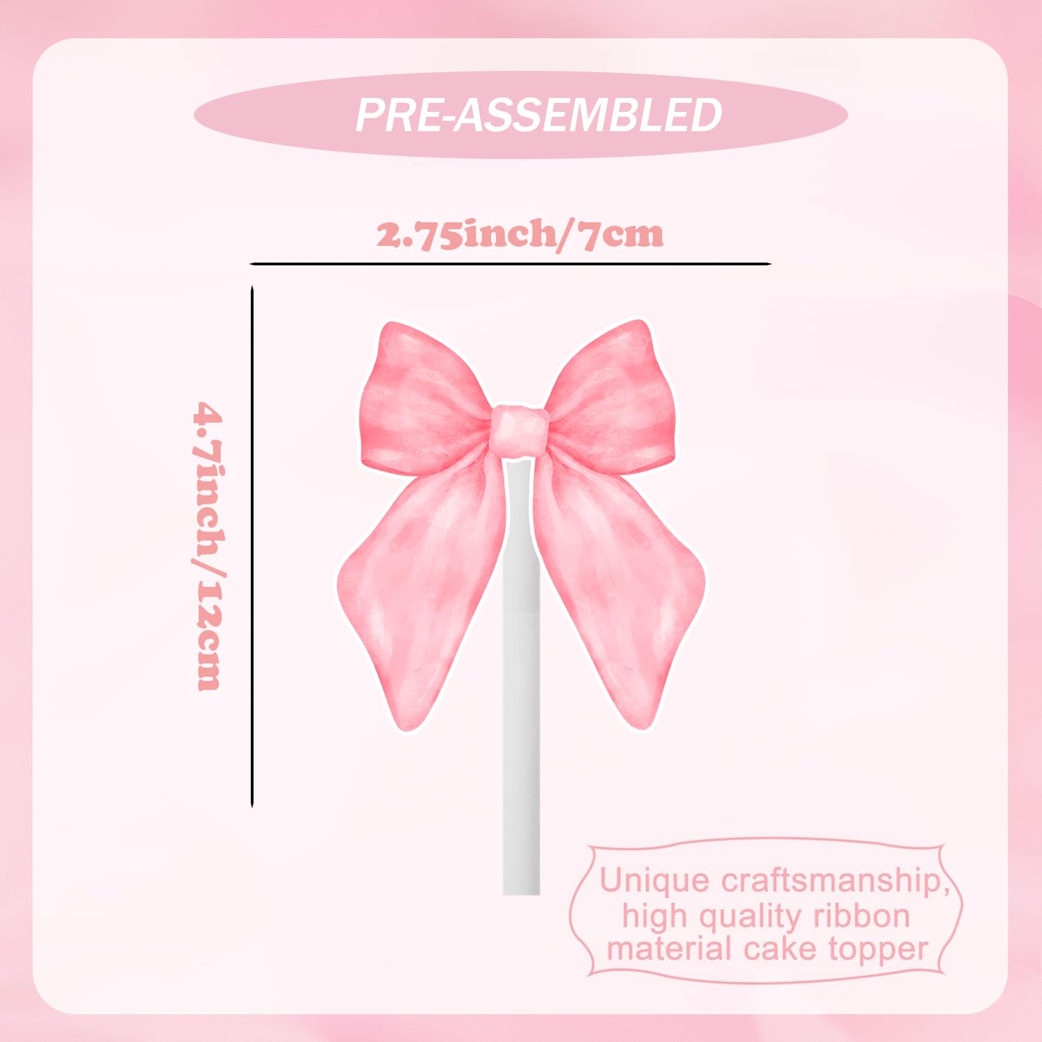 24PCS Coquette Bow Cupcake Toppers, Pink Bow Coquette Birthday Cake Decorations for Bachelorette Bridal Engagement Wedding Girl Baby Shower Bow Theme