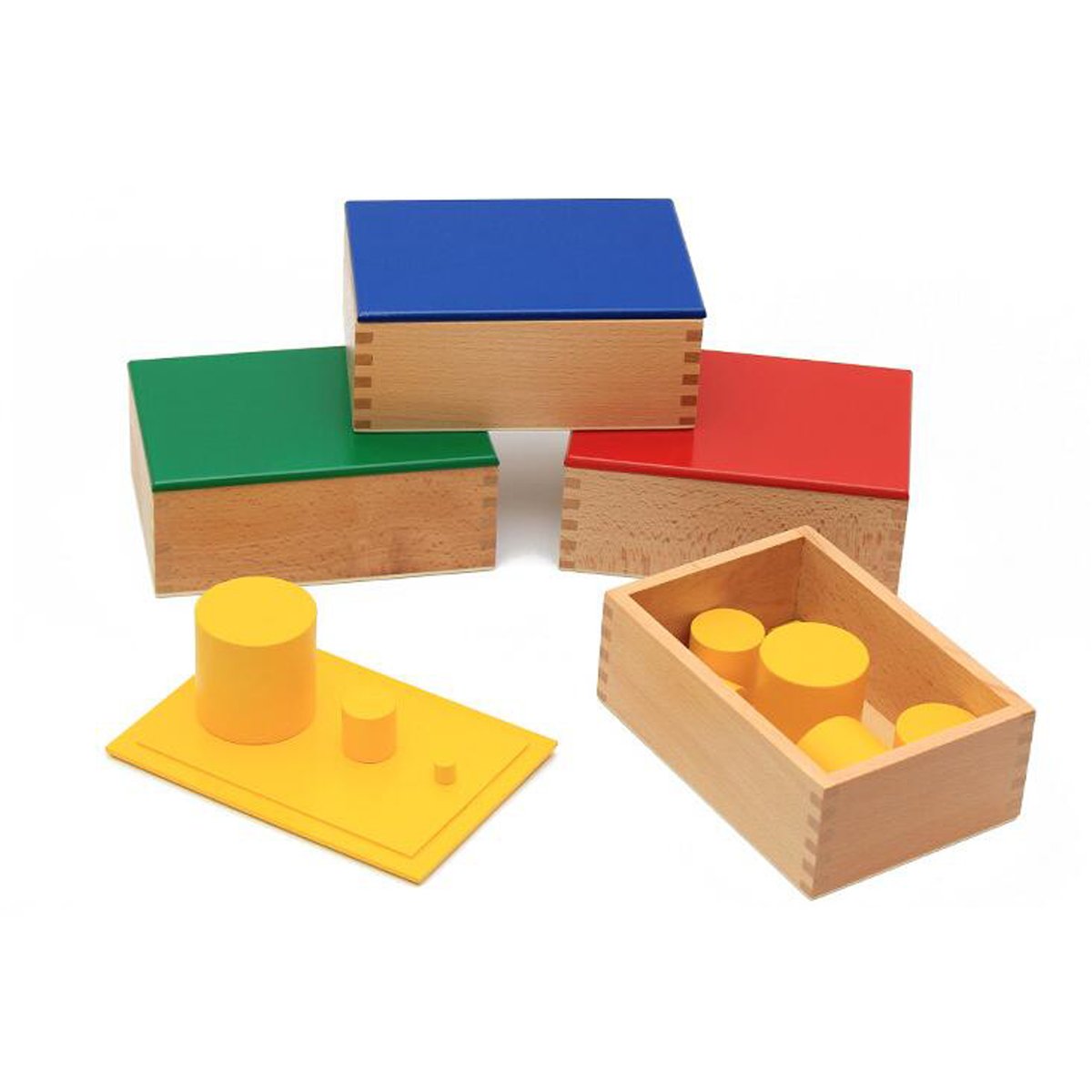 YHZAN Montessori Sensorial Material Knobless Cylinders Kids Wooden Toy (Set of 4) Early Development Tool for Toddlers Wooden Blocks