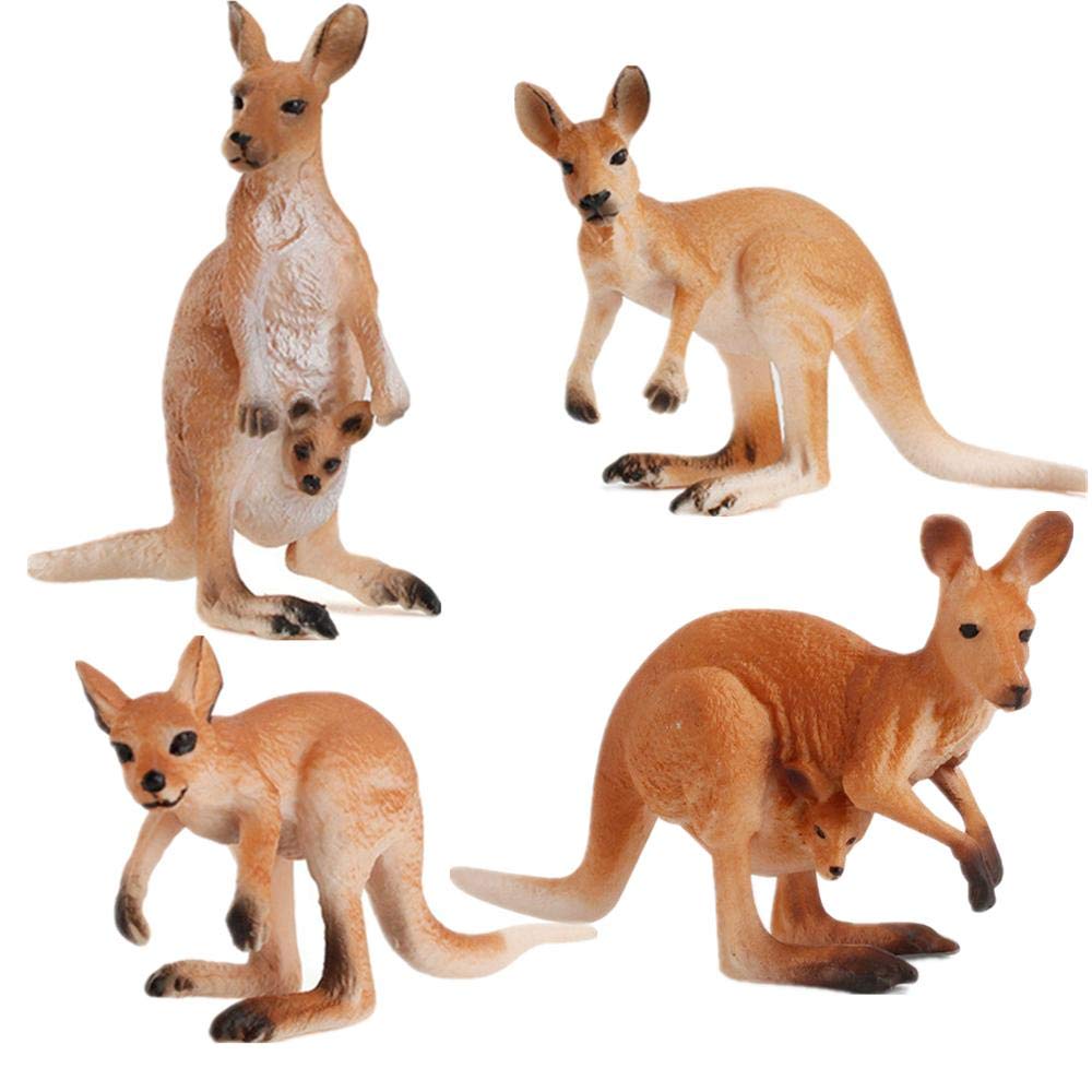 4PCS Safari Animal Figurines, Cake Topper, Toy Animals for Kids with Kangaroos