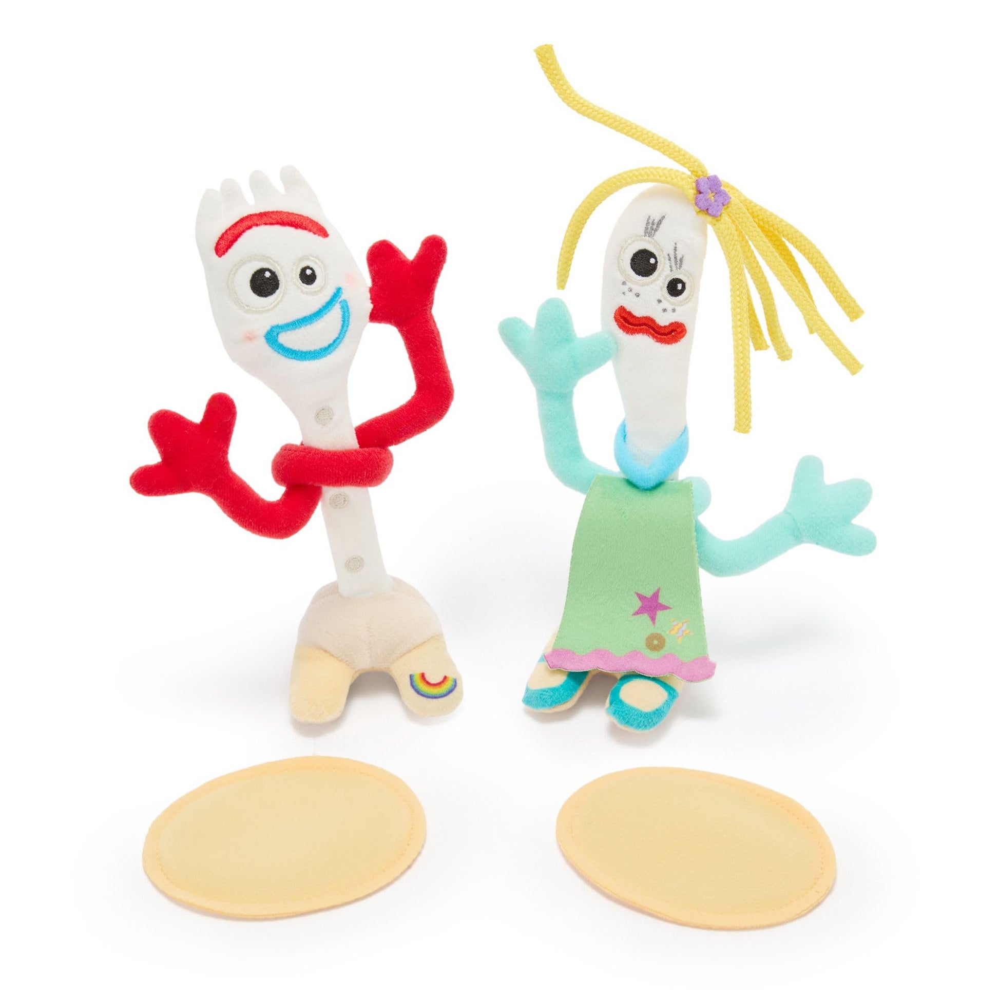Disney Store Official Forky & Karen Beverly Magnetic Shoulder Plush Set - This Quirky Duo Includes a Magnetic Pad & Soft, Fuzzy Fabrics - Forky