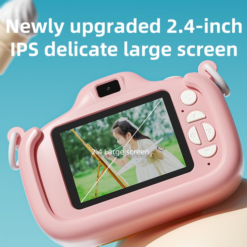 Kids Camera, 1080P 48MP Front Selfie Toddler Camera, 2.4" Large Screen Toy Camera, 8X Zoom Christmas Birthday Gift Camera, Fit 2 3 4 5 6 7 8 9 10 11
