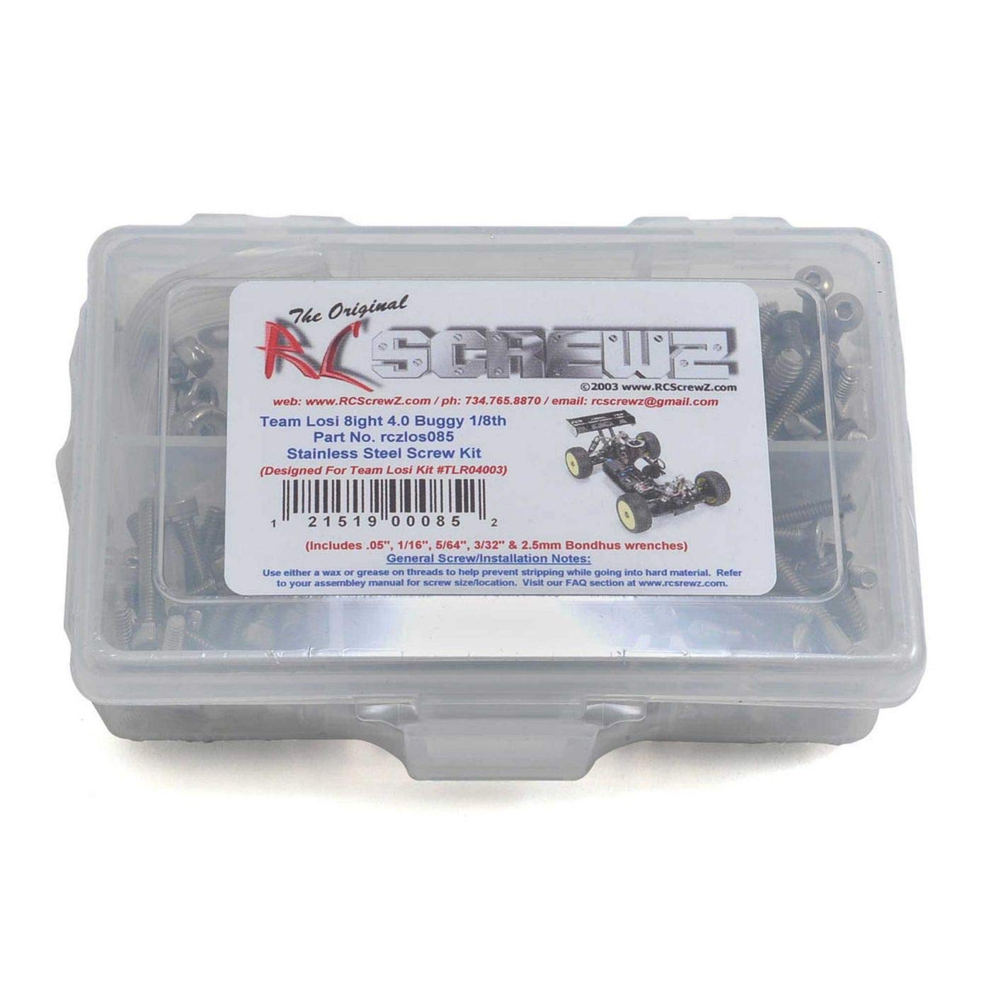 LOS085 - Compatible With Losi 8ight 4.0 1/8th Buggy (TLR04003) Stainless Screw Kit