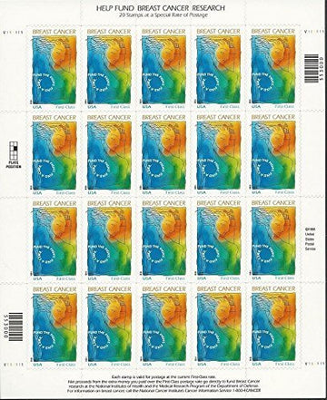 1998 Breast Cancer Research 20 x First Class Mail US Postage Stamps Scott B1